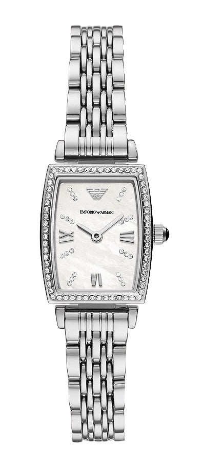 Emporio Armani Ladies 26mm Gianni T-Bar Silver Tone Watch | AR11405