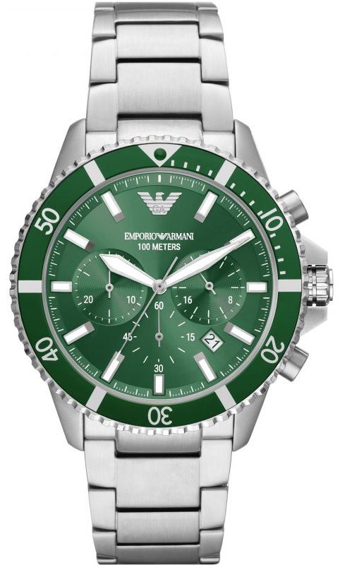 Emporio Armani Men's 43mm Green Diver Chronograph Quartz Watch | AR11500