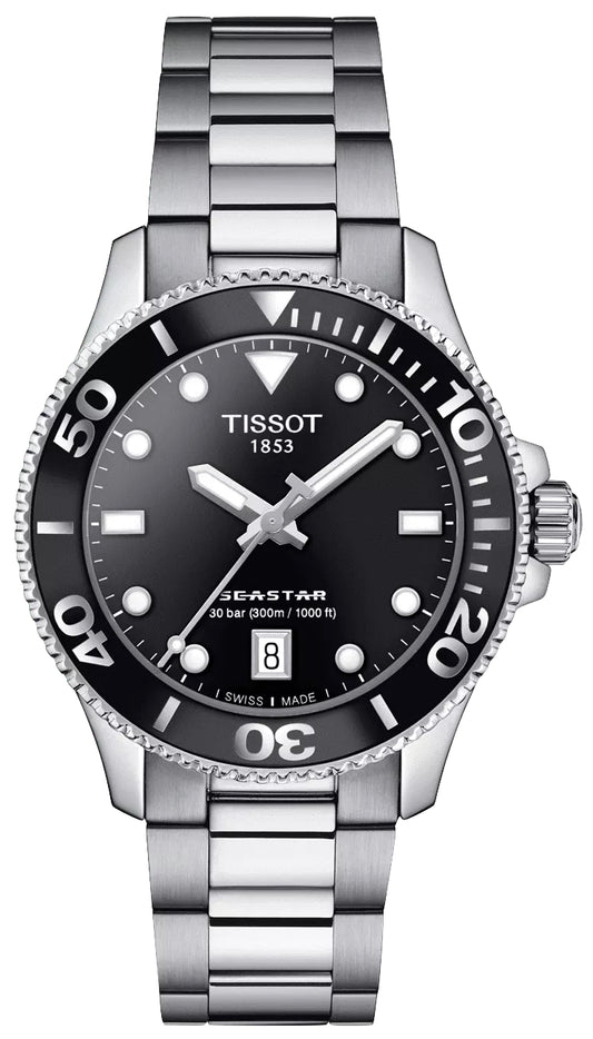 Tissot Ladies Seastar 1000 36mm Black Quartz Watch | T120.210.11.051.00