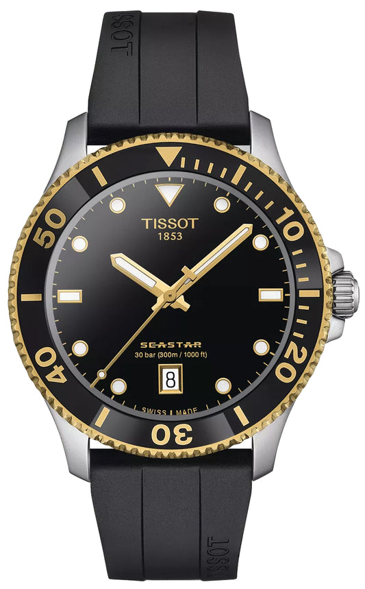 Tissot Seastar 1000 Men's 40mm Black and Gold Tone Quartz Watch | T120.410.27.051.00