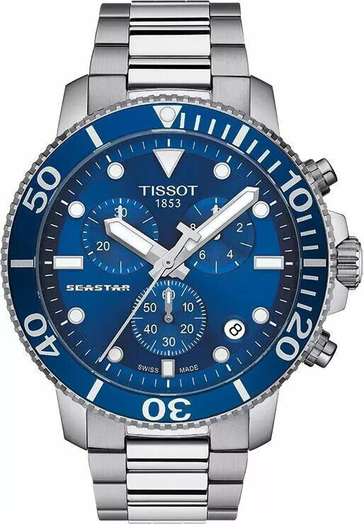 Tissot Seastar 1000 45.5mm Men's Blue Chronograph Quartz Watch | T120.417.11.041.00