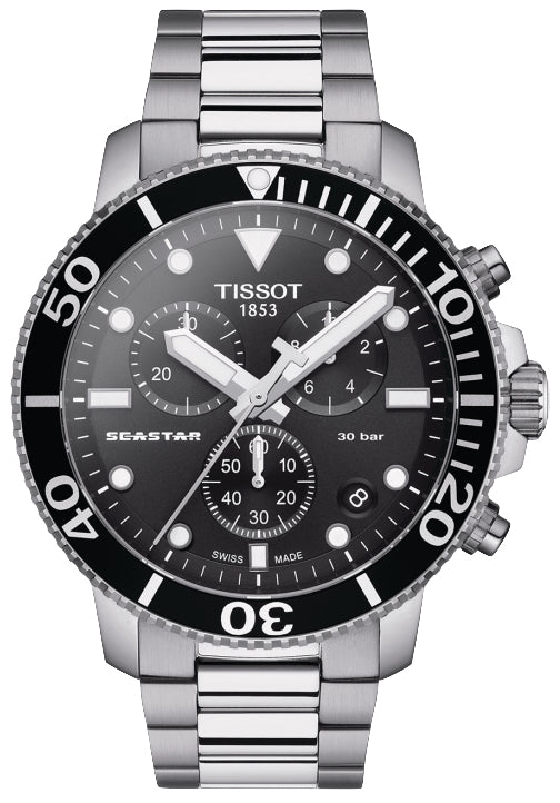 Tissot Seastar 1000 45.5mm Black Dial Chronograph Quartz Watch | T120.417.11.051.00