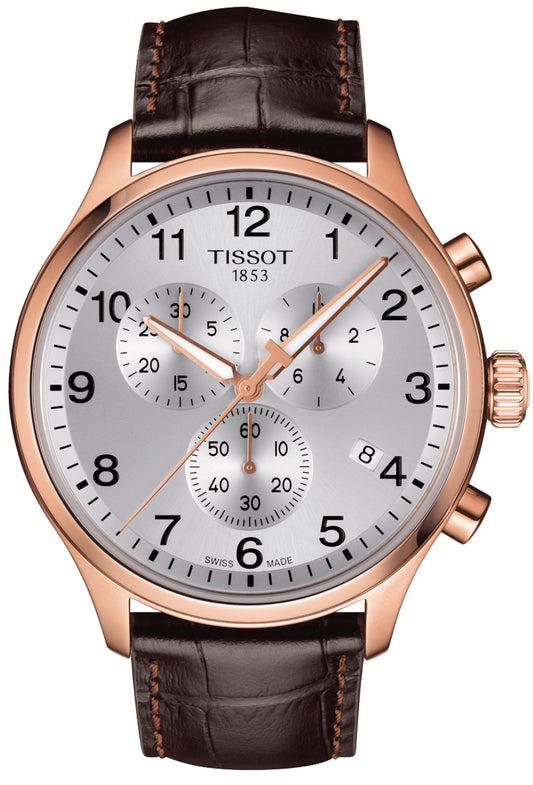 Tissot Chrono XL 45mm Men's Silver Dial Leather Quartz Watch | T116.617.36.037.00