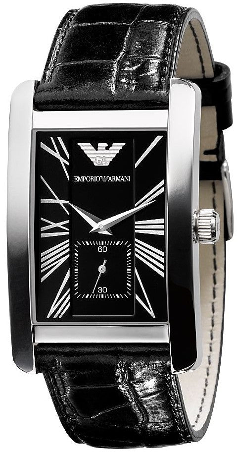 Emporio Armani Ladies Classic Black Leather Quartz Watch | AR0144